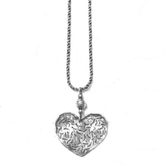 Silpada 925 Sterling Silver Filigree Heart Pendant Rope Chain Necklace N1585 - Picture 1 of 7